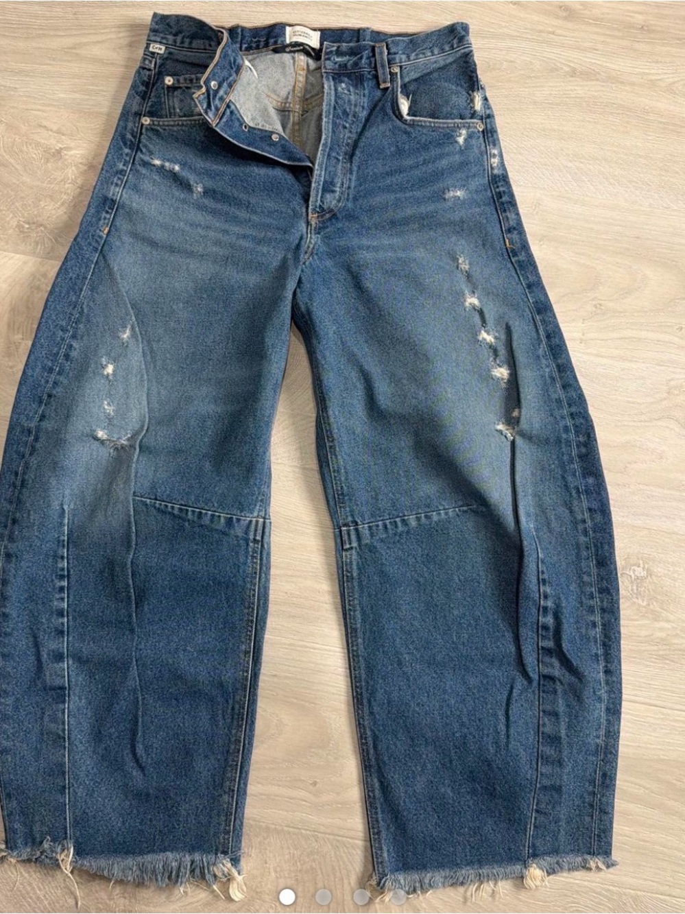 Citizens Of Humanity Distressed Dark Blue Flare Jeans